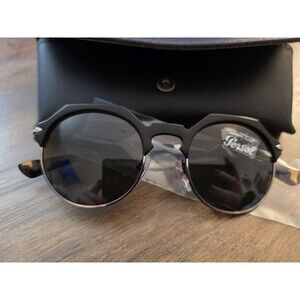 Persol Black Round Sunglasses with Dark Lenses